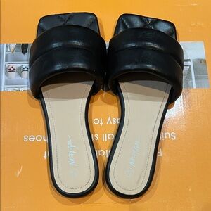 Nasty Gal Black Quilted Slide Sandals